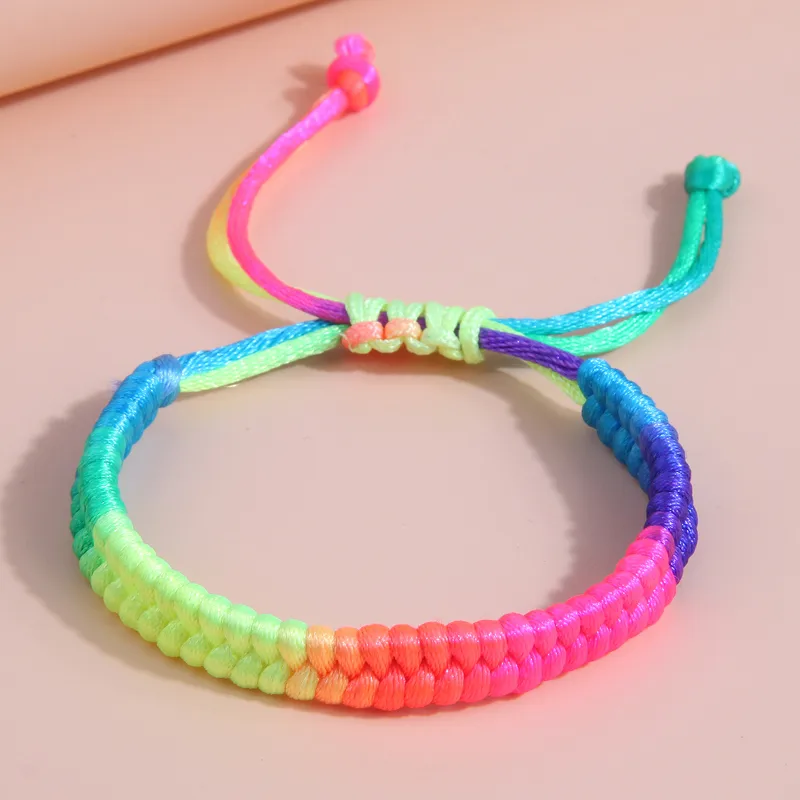 Vibrant Rainbow Braided Friendship Bracelet